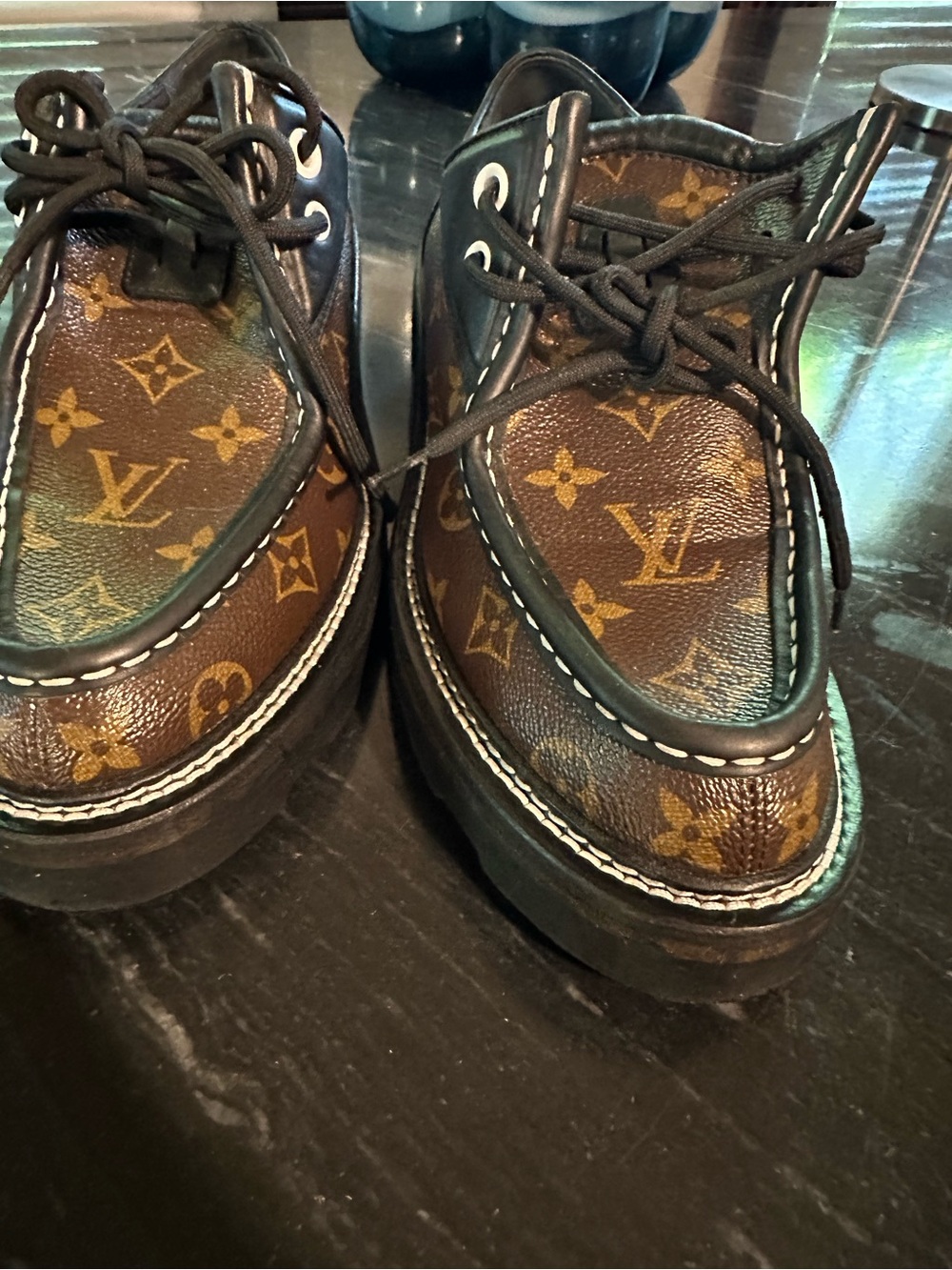 Louis Vuitton Brown Monogram Lace-Up Boat Shoes